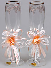 оранжевые украшения на бокалы жениха и невесты, купить в москве