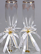 белые ленты-украшения на бокалы на свадьбу, купить с доставкой, интернет-магазин