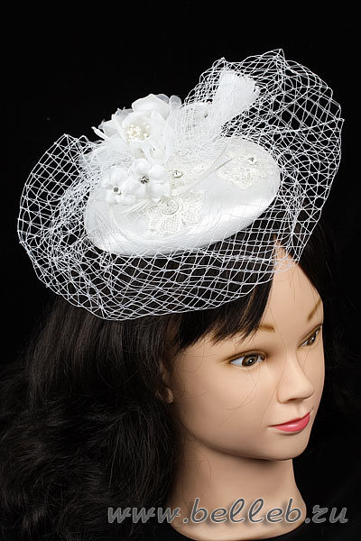  маленькая белая свадебная шляпка №337