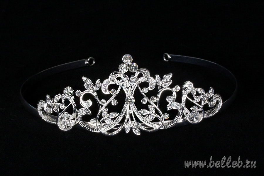 красивая высокая диадема (тиара, корона) серебристого цвета №78