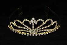 диадемы (короны, тиары) - высокая свадебная диадема золотистая в виде короны