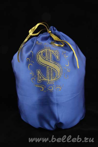 синий свадебный мешочек для сбора денег №11