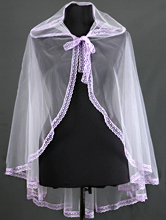  венчальная накидка из фатина с фиолетовым кружевом для невесты, фото