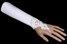 белые перчатки-митенки с бисером и жемчугом, купить с доставкой