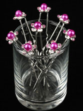 украшения для волос, шпильки в виде розово-серебристых цветочков 