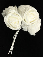 украшения для волос, белые розы для волос с напылением на гибкой ножке