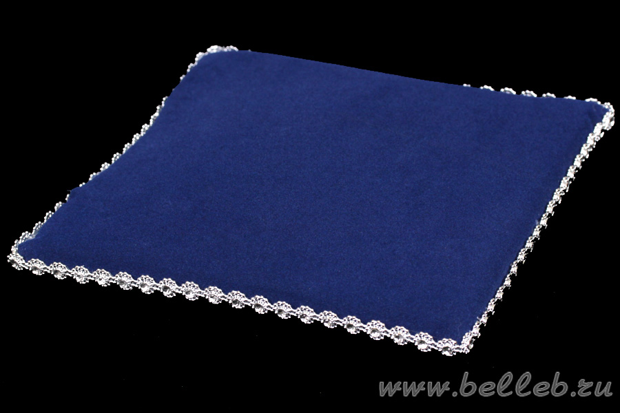 синяя  подушка для диадем с серебристой отделкой №9