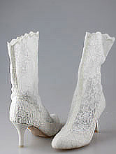 свадебная обувь, белые кружевные свадебные сапоги