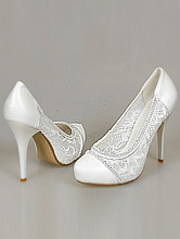 белые туфли на свадьбу с гипюровой кружевной вставкой и стразовой полоской, смотреть каталог
