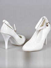 молочные свадебные туфли с застежкой, купить в интернет-магазине, фото