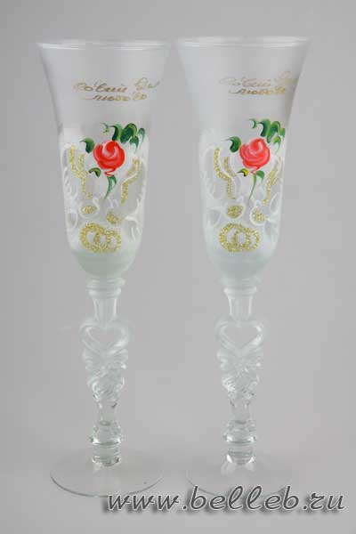 матовые свадебные бокалы с ручной росписью №30140