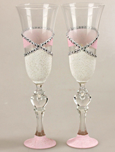 комплект бело-розовых бокалов ручной работы со стразами, фото